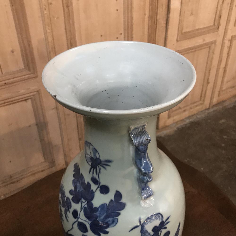 Late 19th Century 19th Century Blue & White Vase For Sale