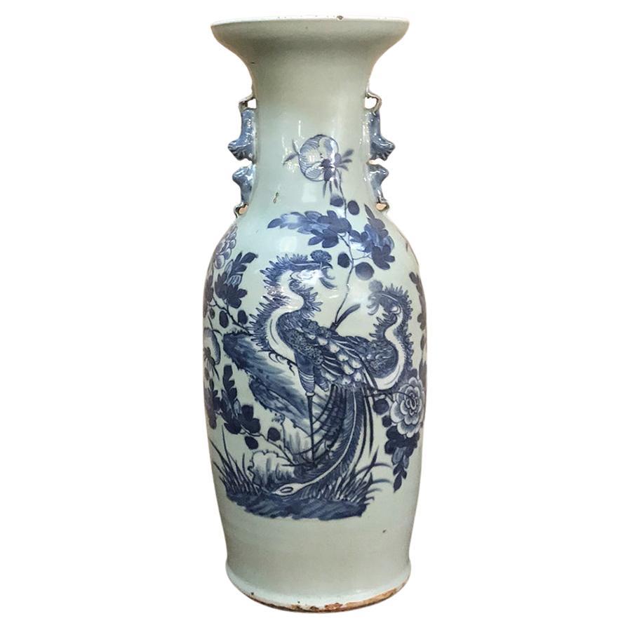 Vaso blu e bianco del XIX secolo in vendita