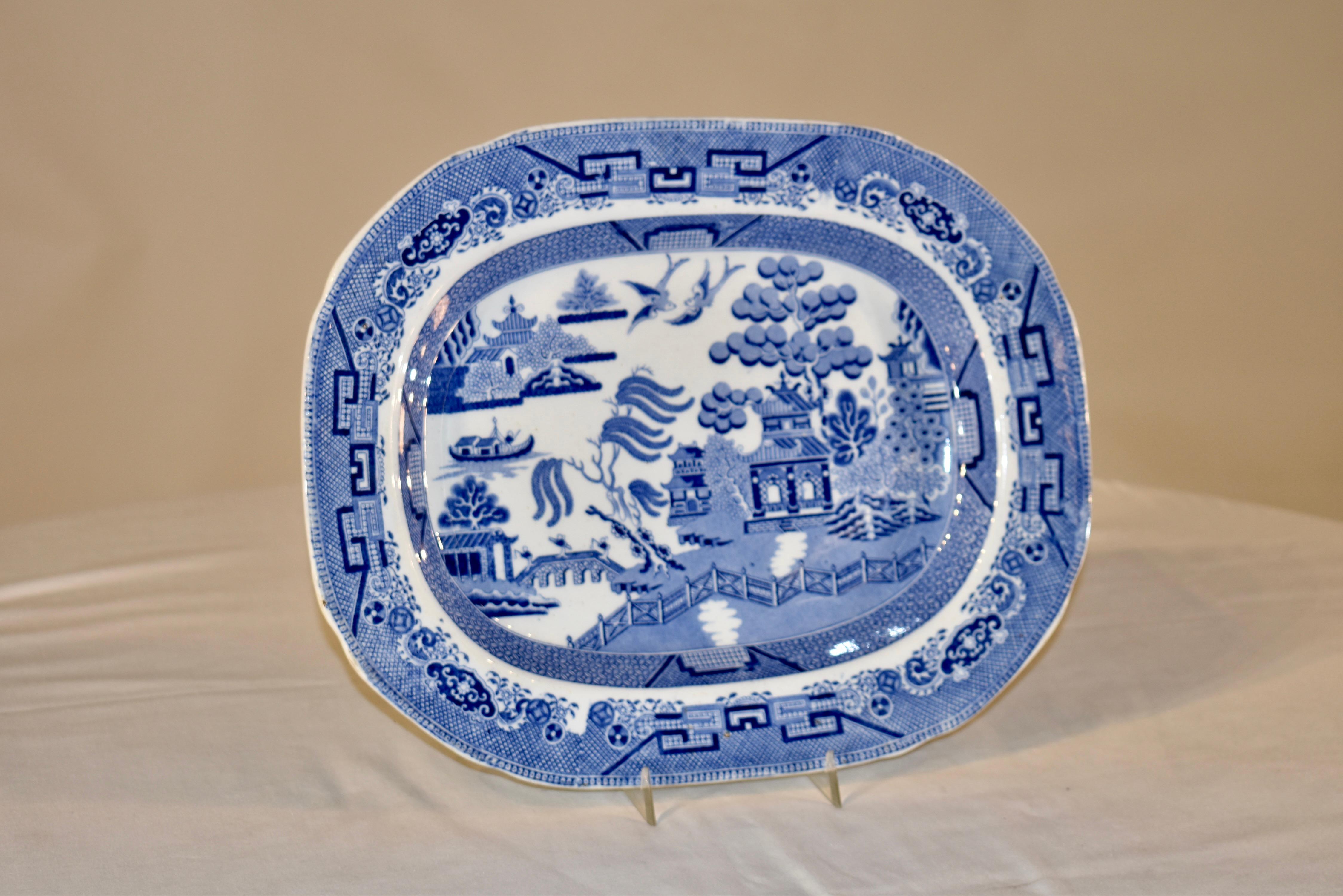 Victorian 19th Century Blue Willow Platter For Sale