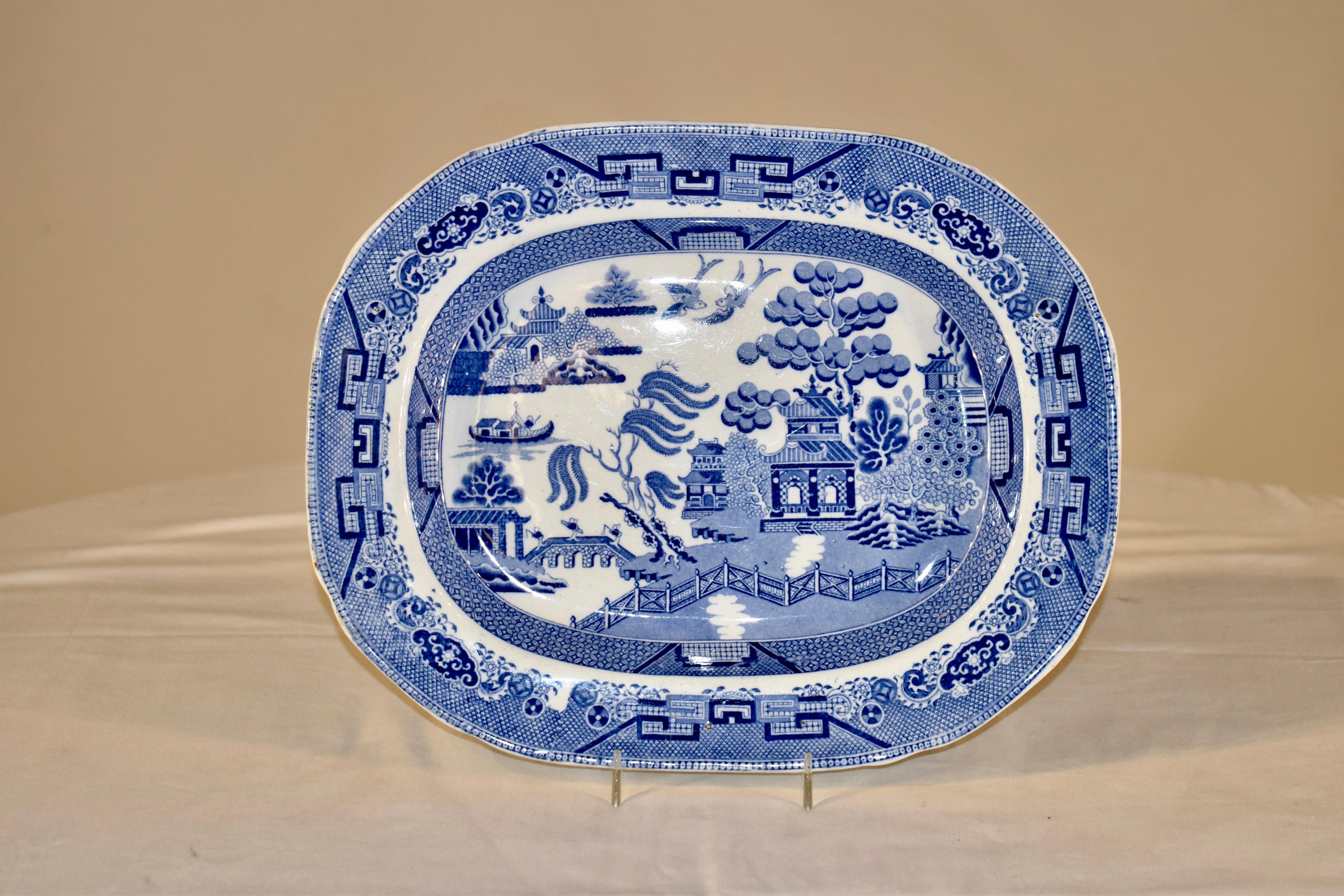 English 19th Century Blue Willow Platter For Sale