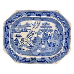 Plato de sauce azul del siglo XIX