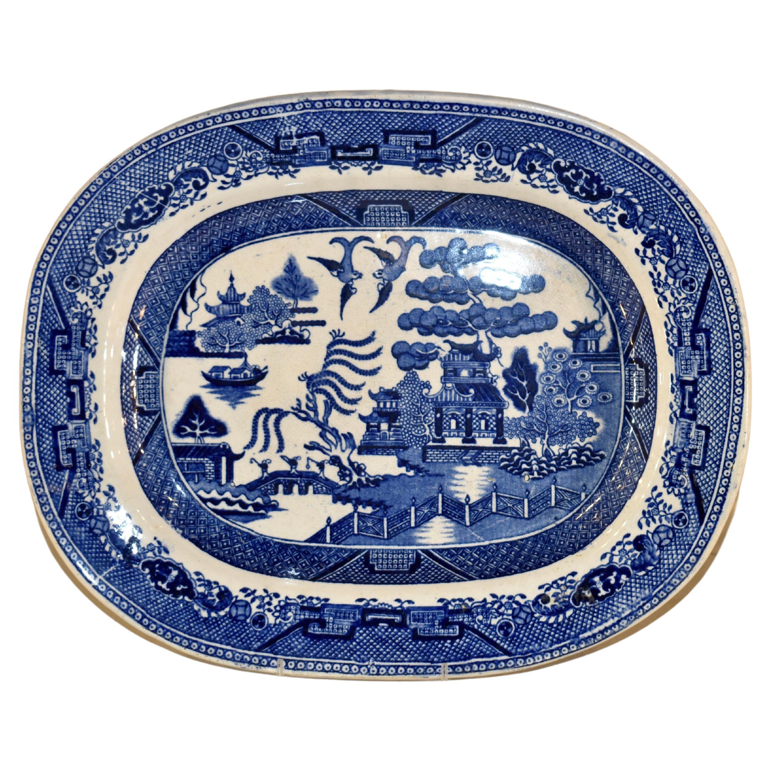 19th Century Blue Willow Platter