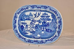 19th Century Blue Willow Platter from England