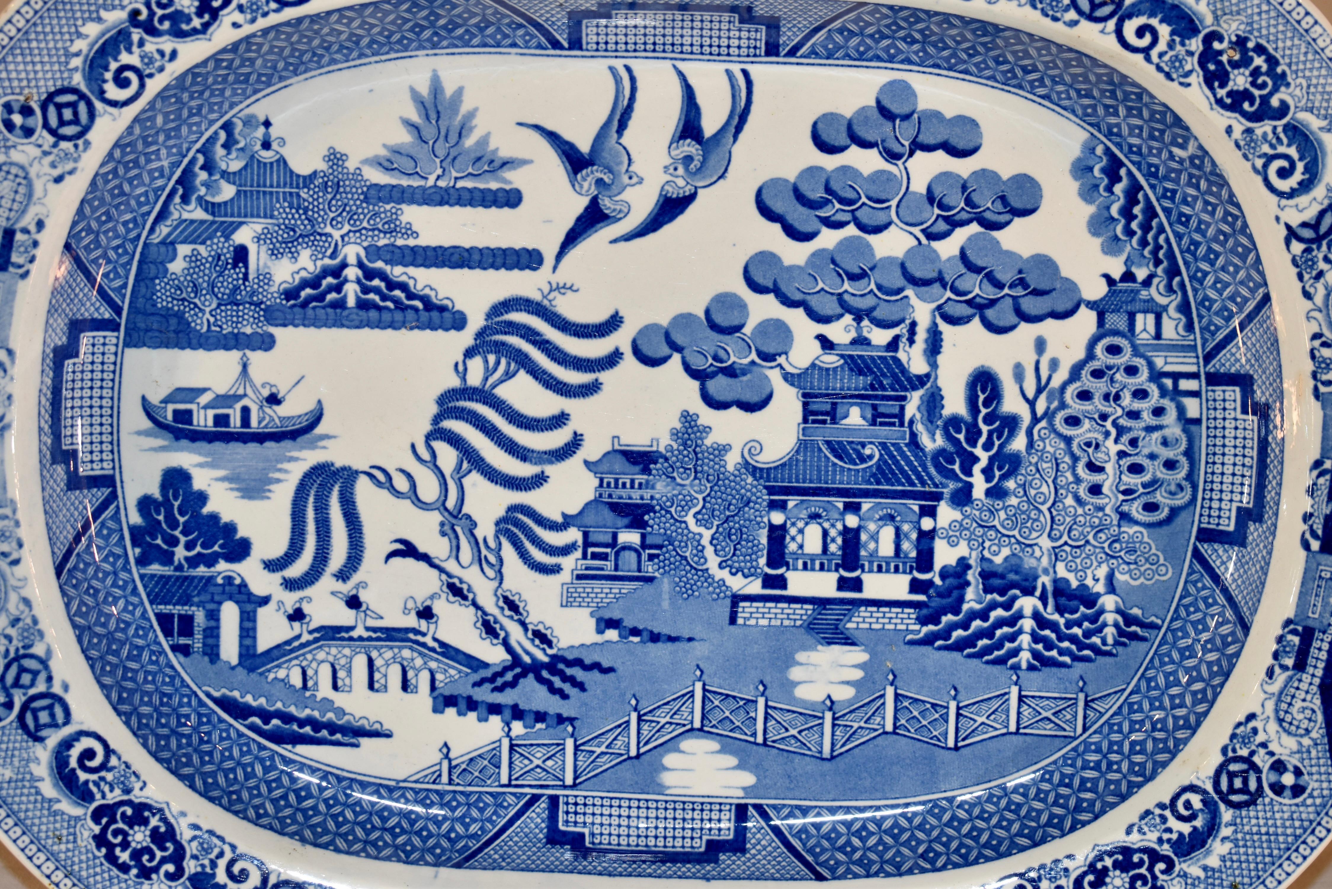 English 19th Century Blue Willow Platter from England For Sale