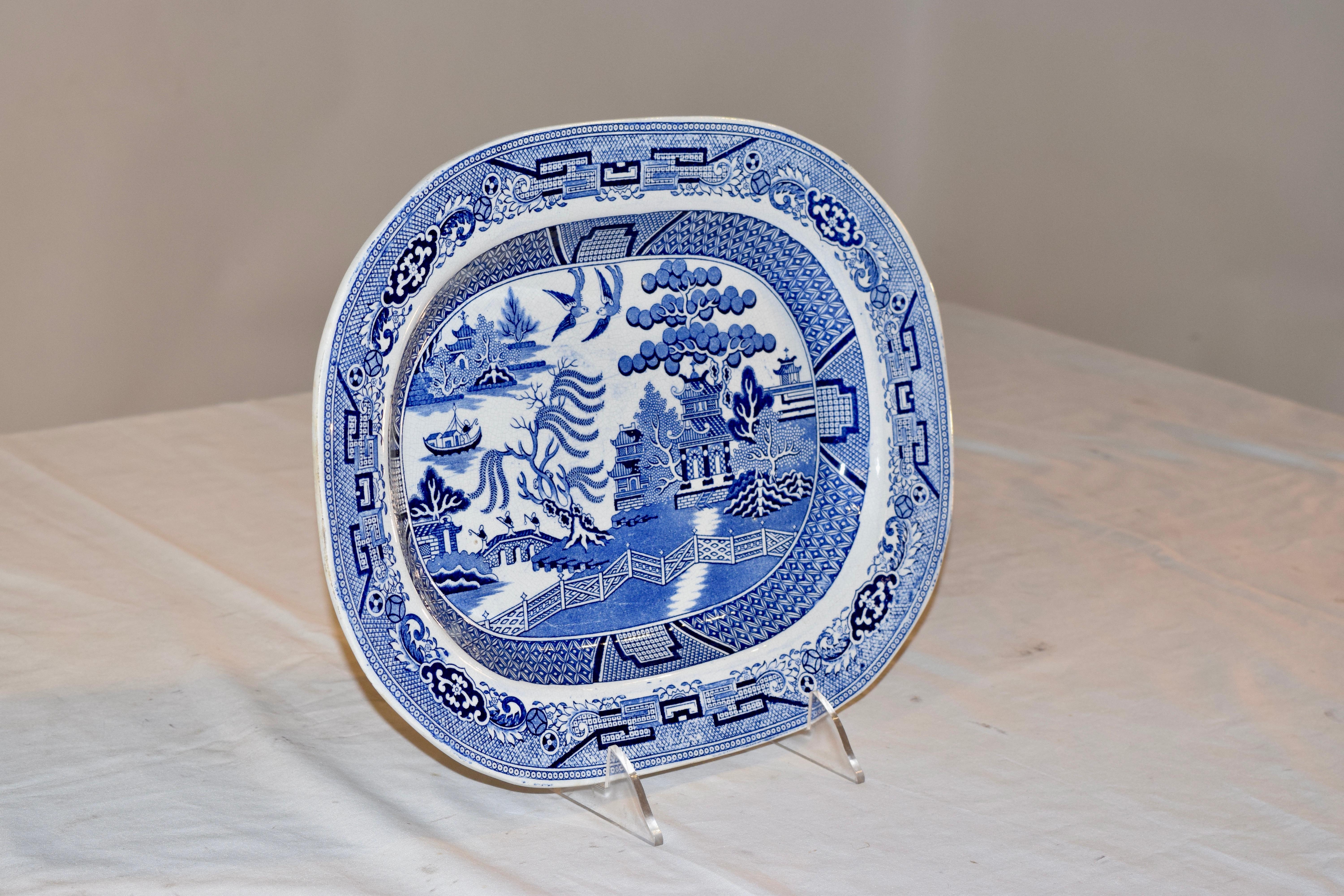 Victorian 19th Century Blue Willow Staffordshire Platter