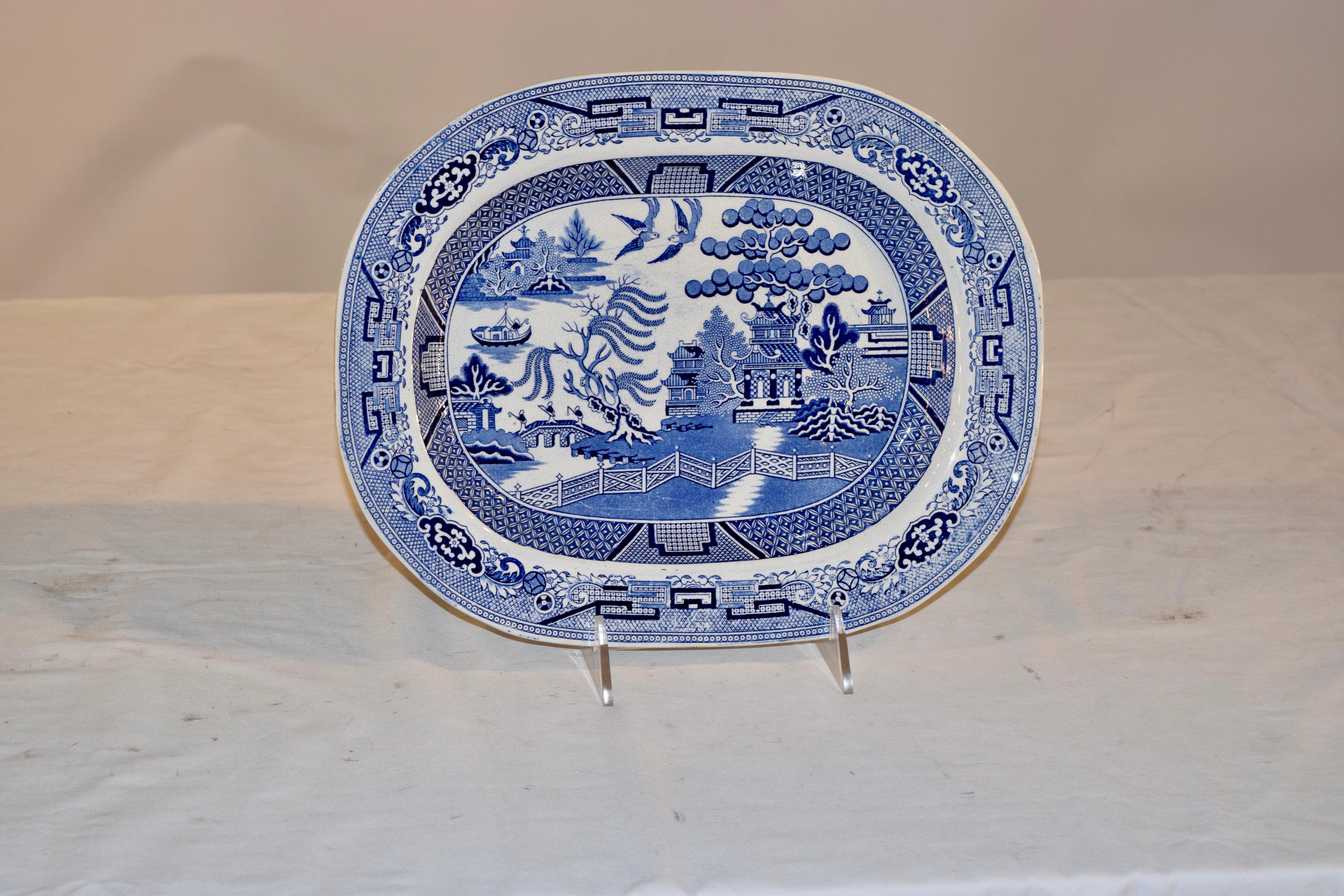 English 19th Century Blue Willow Staffordshire Platter