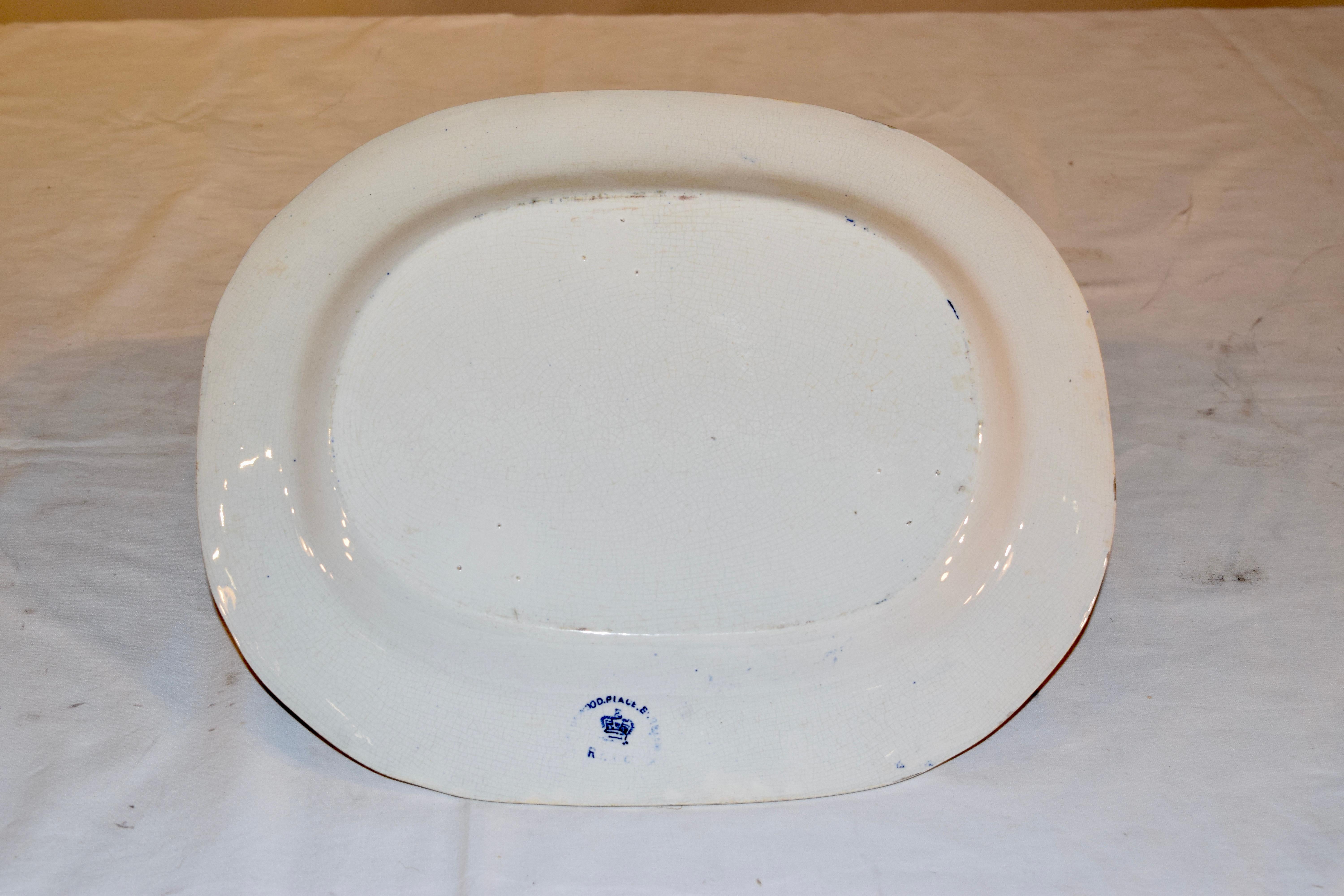 Glazed 19th Century Blue Willow Staffordshire Platter