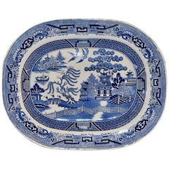 19th Century Blue Willow Staffordshire Platter