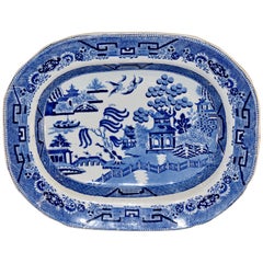Antique 19th Century Blue Willow Transfer Platter