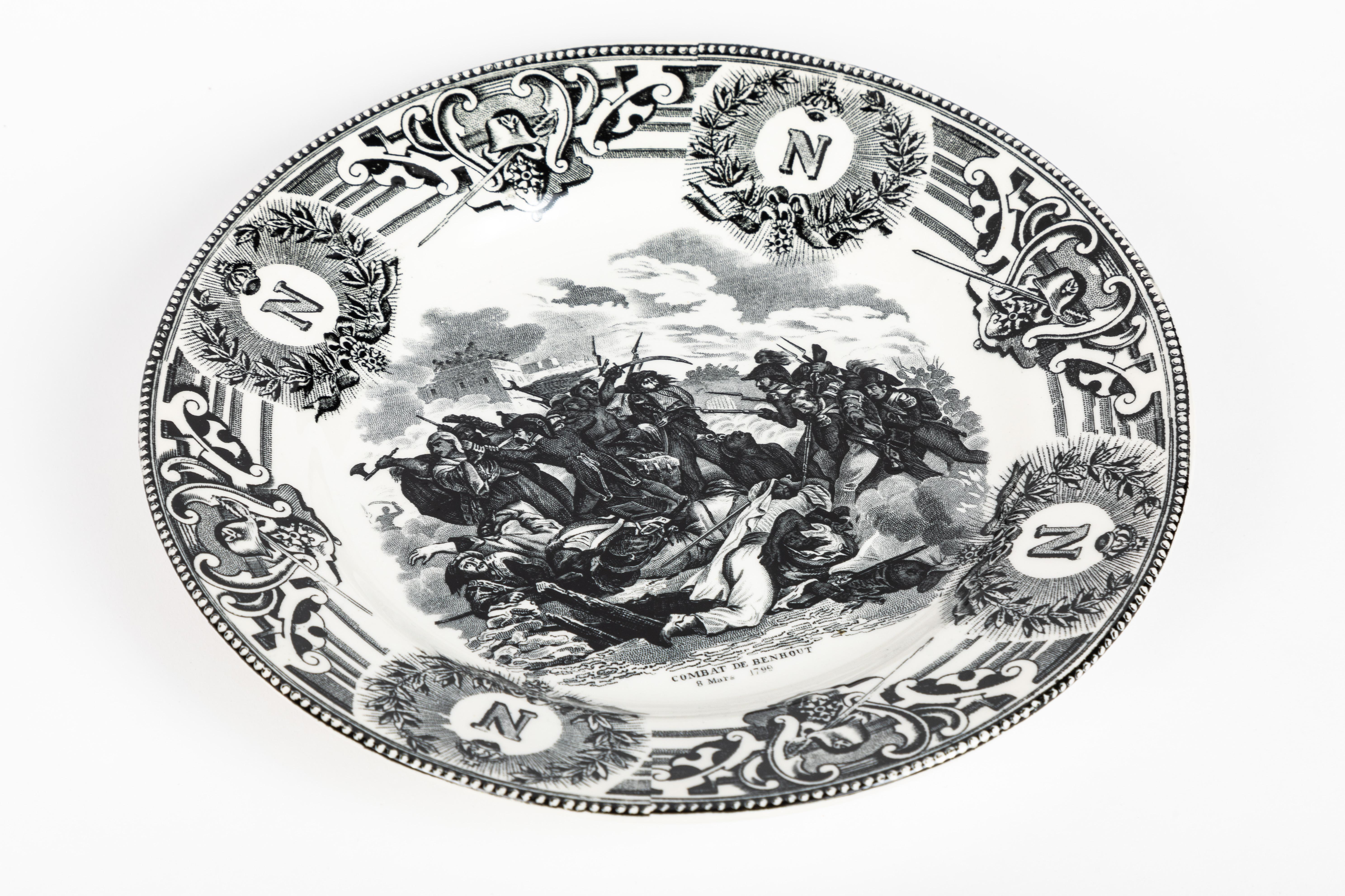 19th Century Boch Freres Napoleonic Plates, Set of 10 In Good Condition In Chicago, IL