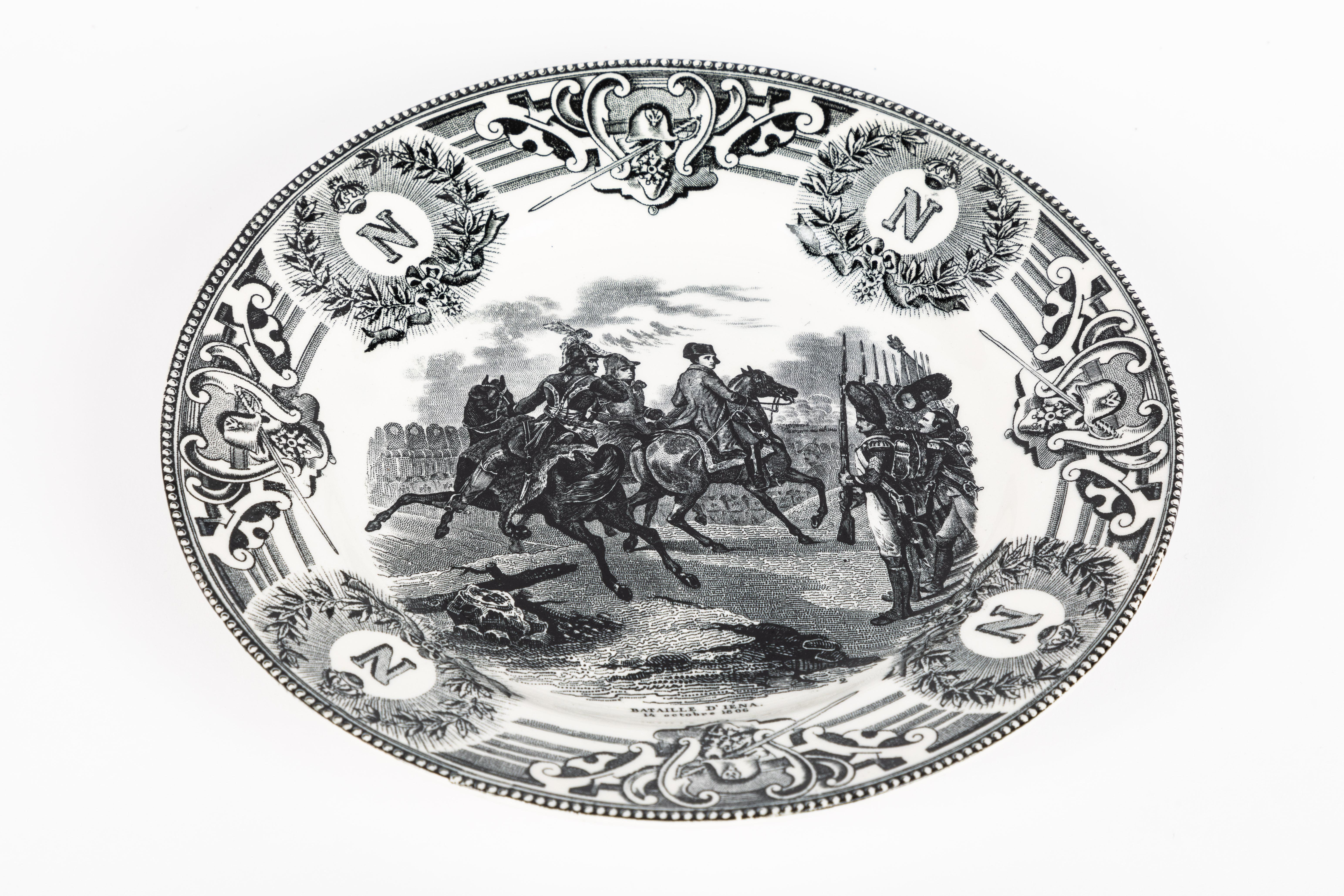 Ceramic 19th Century Boch Freres Napoleonic Plates, Set of 10