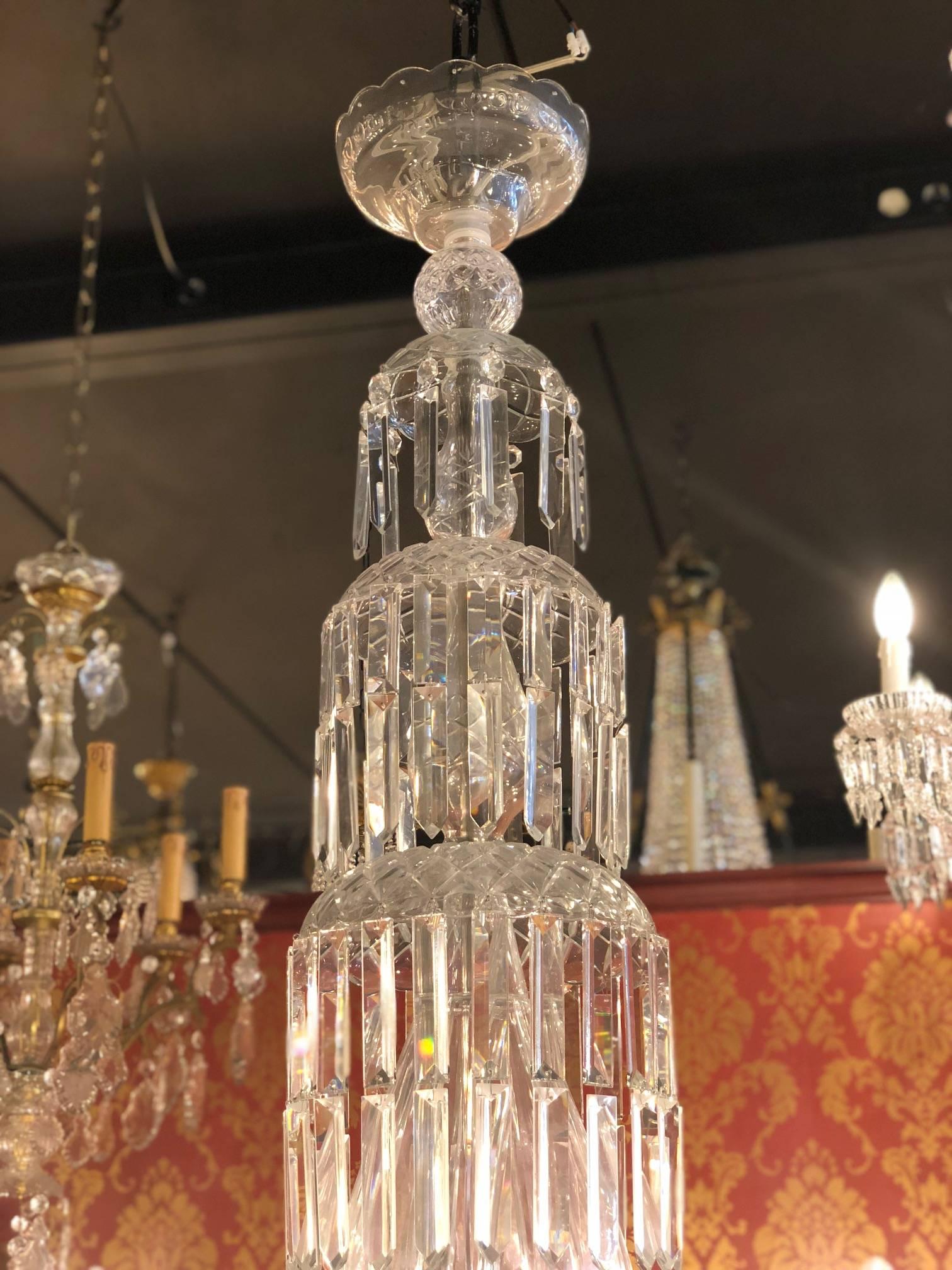 19th Century Bohemian Twelve-Light Cut Crystal Chandelier from Czech Republic In Excellent Condition For Sale In Heemskerk, Noord Holland