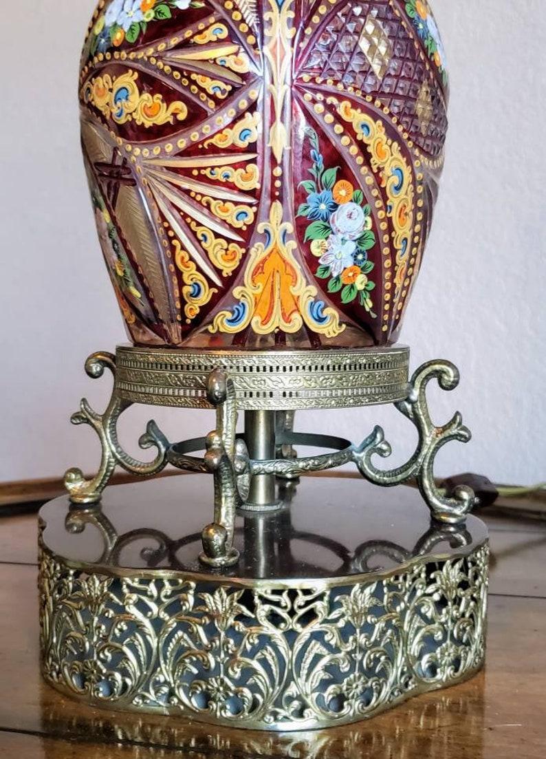 19th Century Bohemian Art Glass Decanter Now Fashioned as Lamp For Sale 1