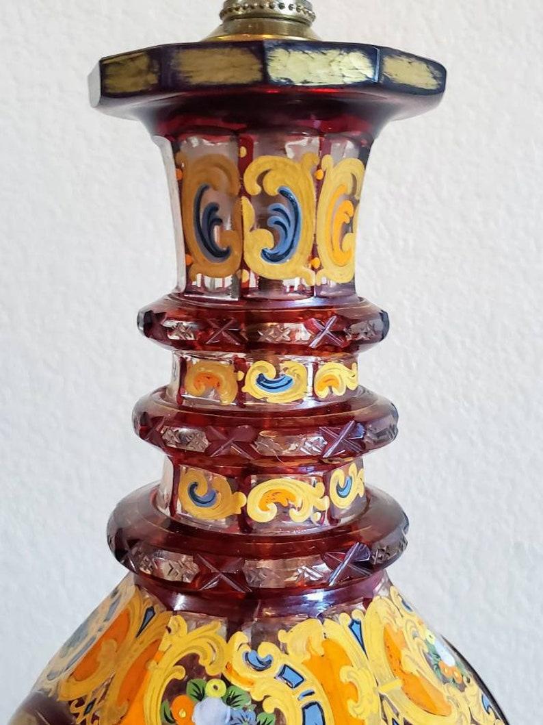 19th Century Bohemian Art Glass Decanter Now Fashioned as Lamp For Sale 2
