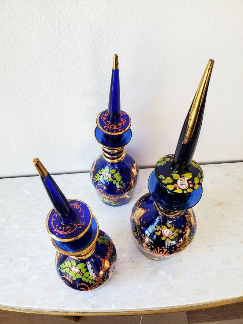 19th Century Bohemian Art Glass Decanter, Set of Three In Good Condition For Sale In Forney, TX