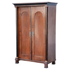 Antique 19th Century Bohemian Biedermeier Oak Wardrobe Cabinet, Restored, 1820s