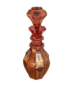 19th Century Bohemian Cranberry Glass Decanter