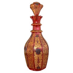 19th Century Bohemian Cranberry Glass Decanter