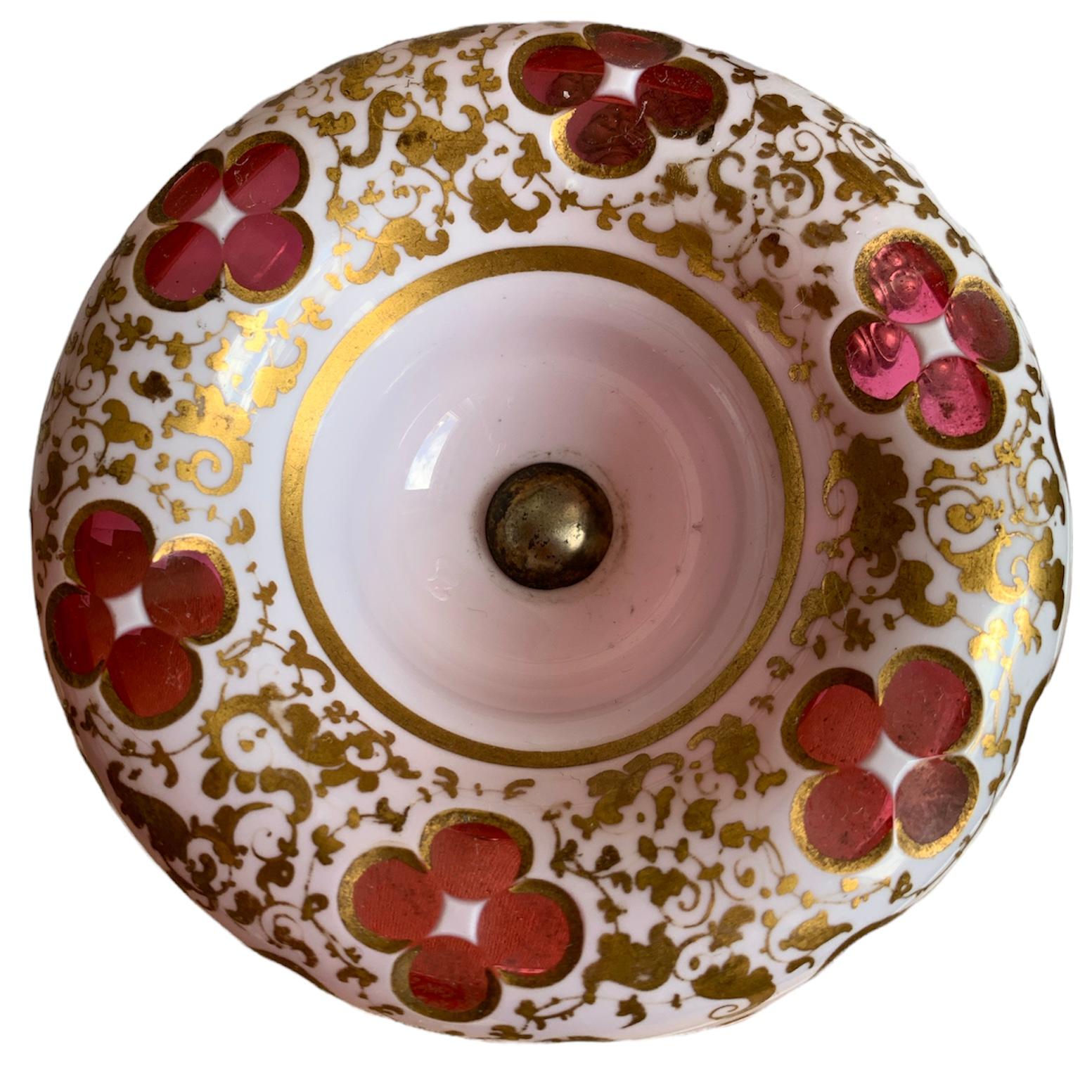 19th Century Bohemian Cranberry Overlay Glass Silver Plate Cruet Set, Ménage For Sale 1