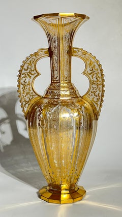 19th Century Bohemian Gilt Cut Glass Alhambra Vase