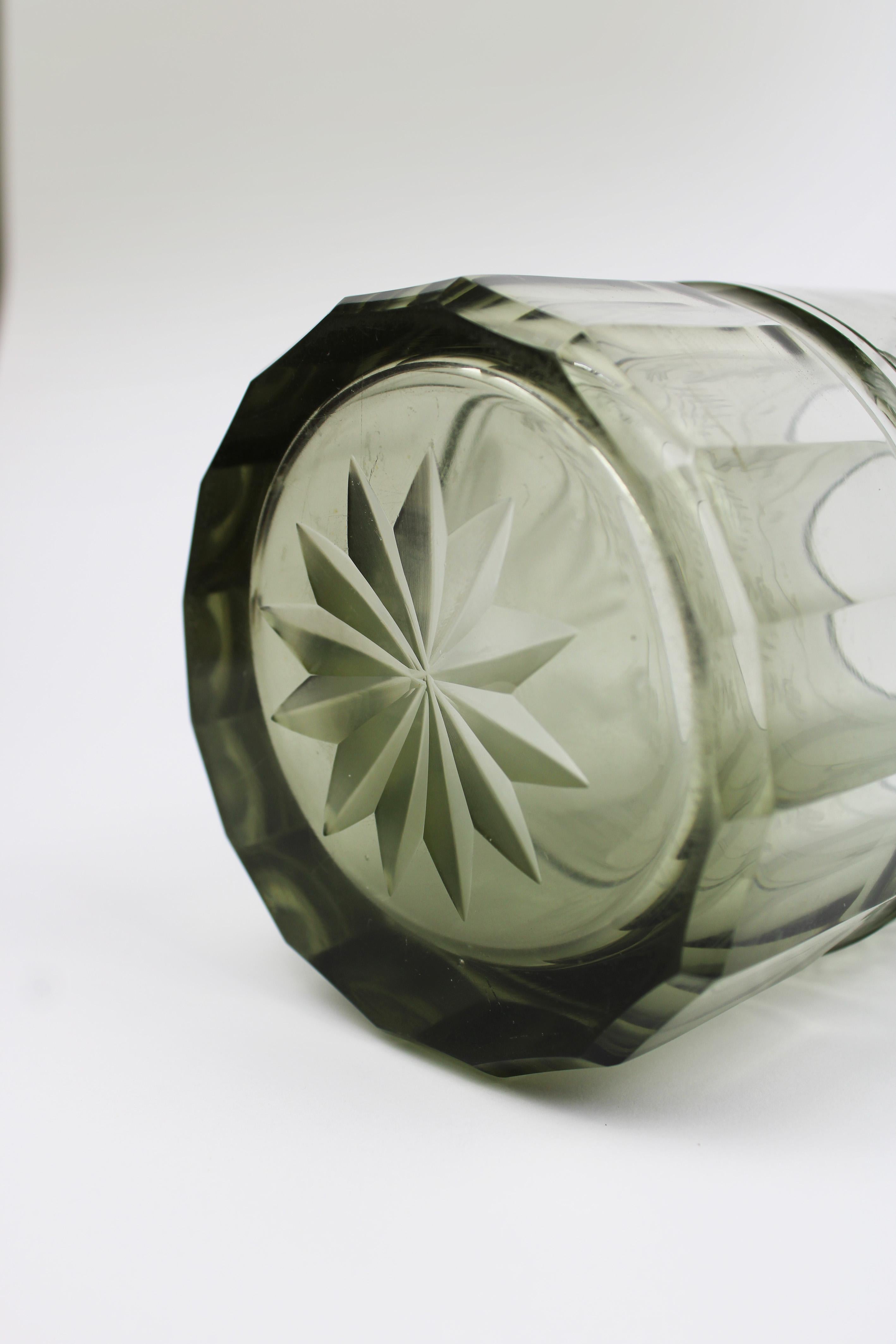 19th Century Bohemian Glass Jewish Chevra kadisha Candle Holder Czech Republic For Sale 5