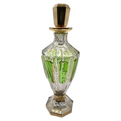 19th century Bohemian glass perfume bottle overlaid in green glass, circa 1890