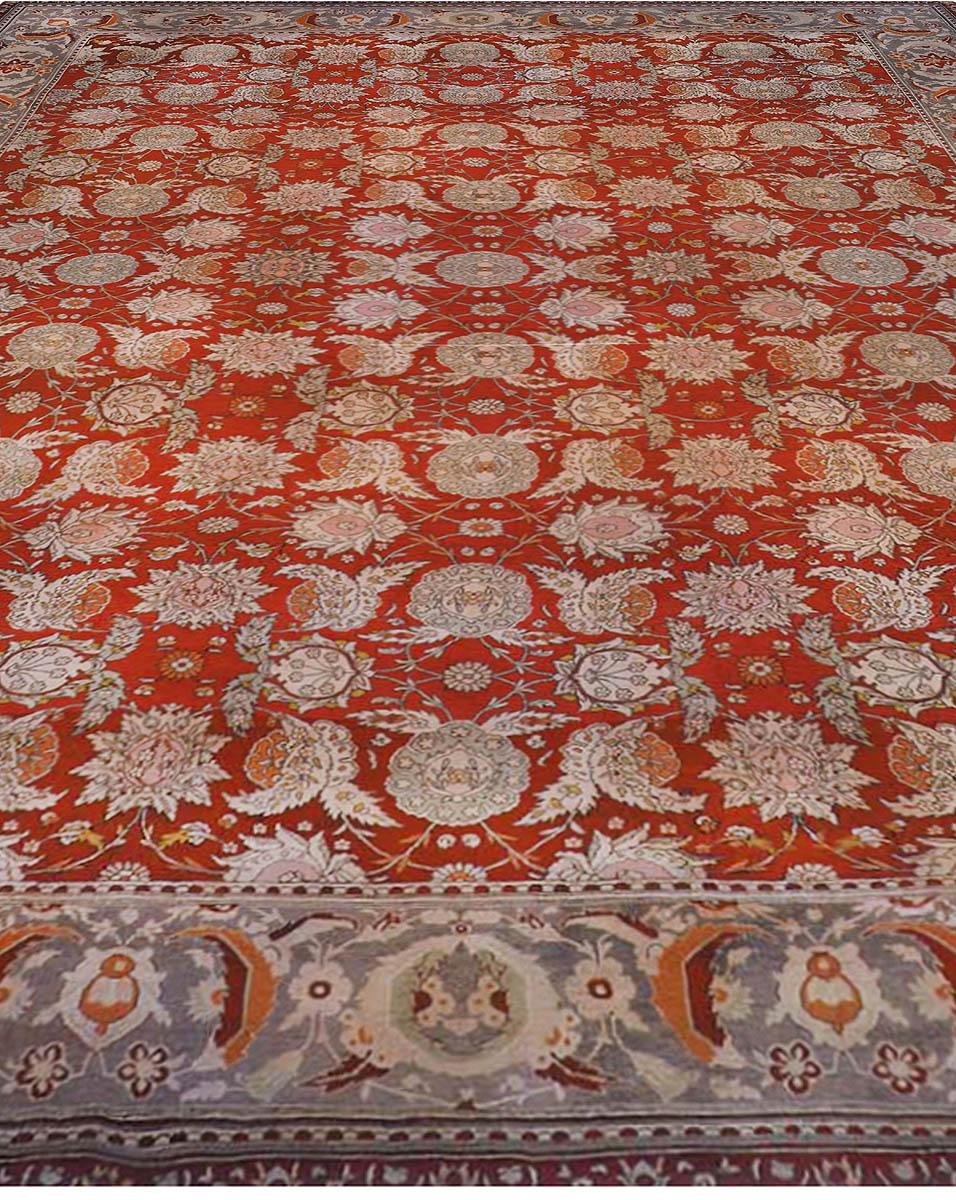 Hand-Woven 19th Century Bold Turkish Hereke Wool Carpet For Sale