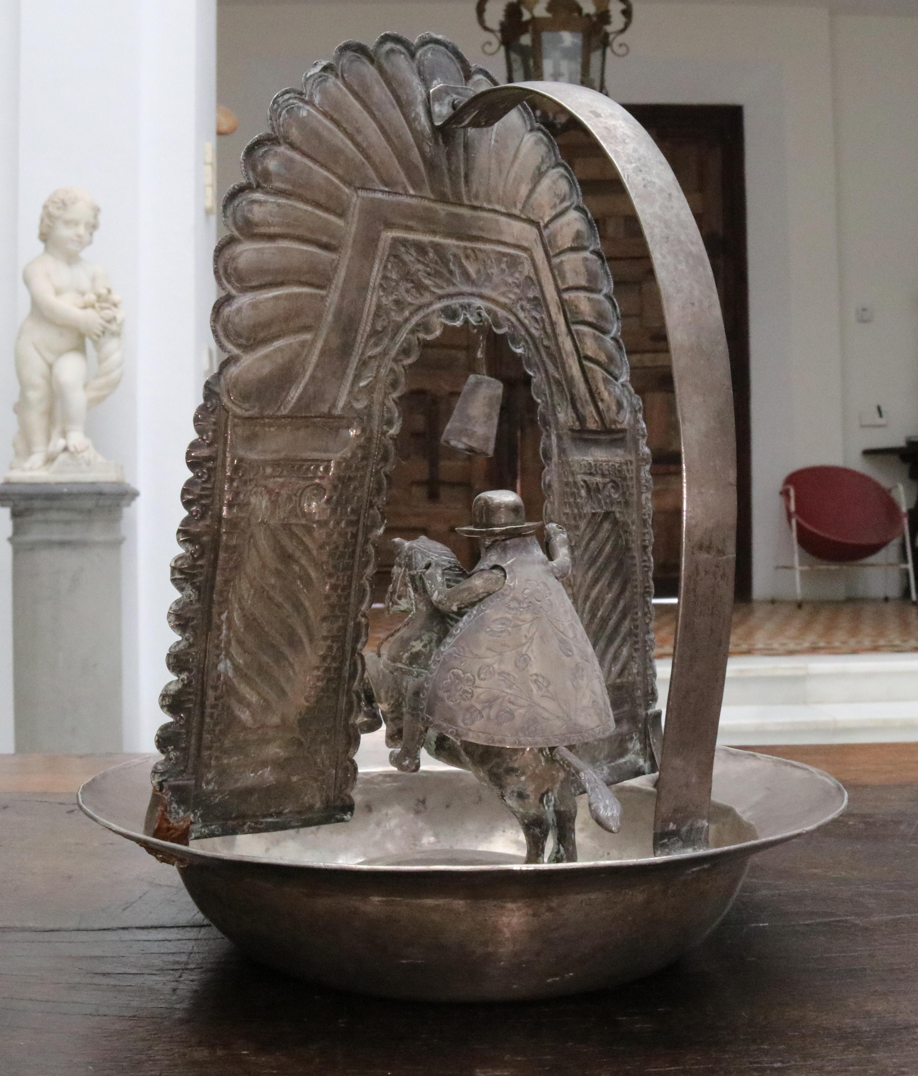 19th Century Bolivian or Peruvian Silver Alms Dish with Saint James on a Horse 6