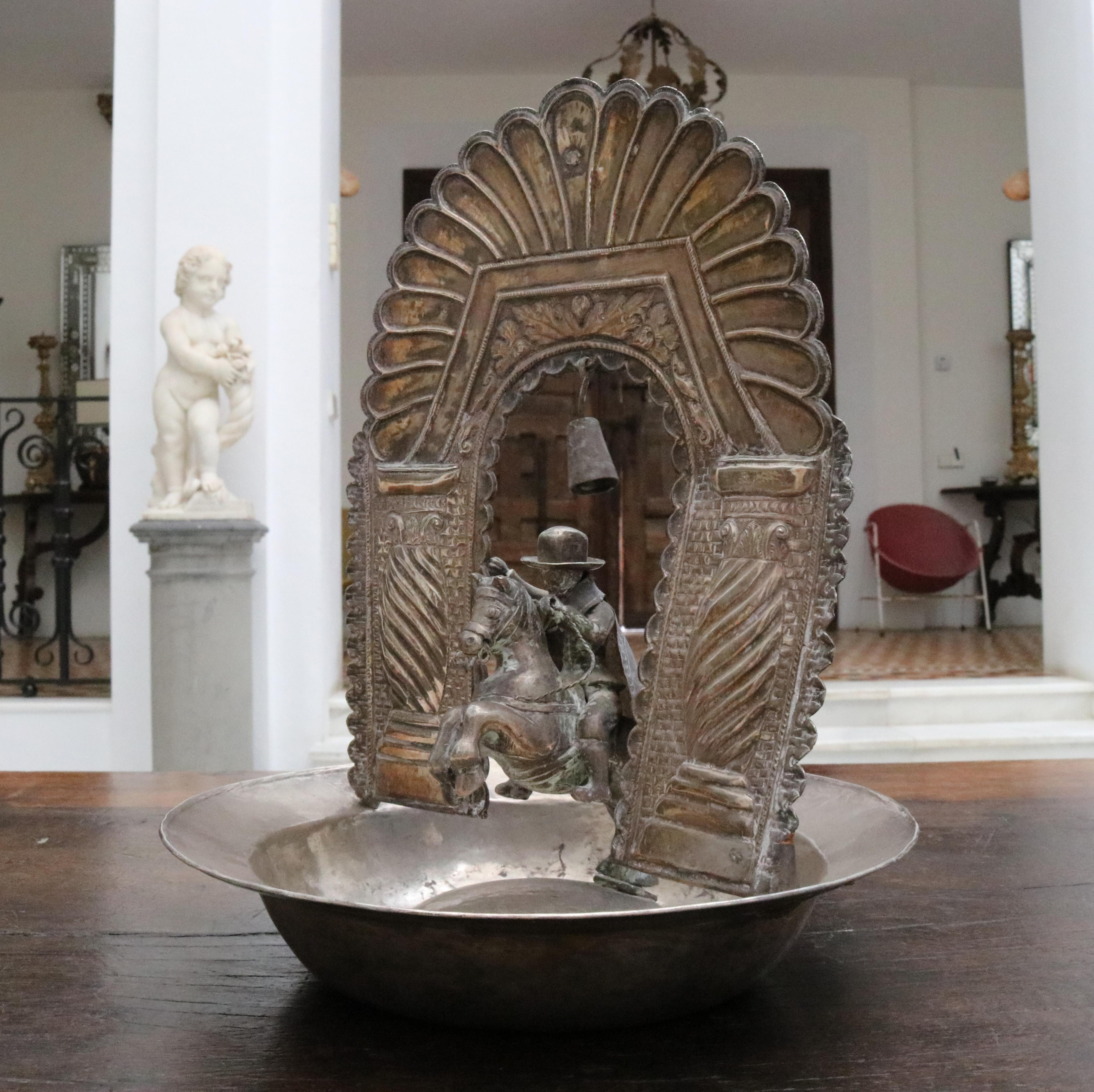 19th Century Bolivian or Peruvian Silver Alms Dish with Saint James on a Horse 4