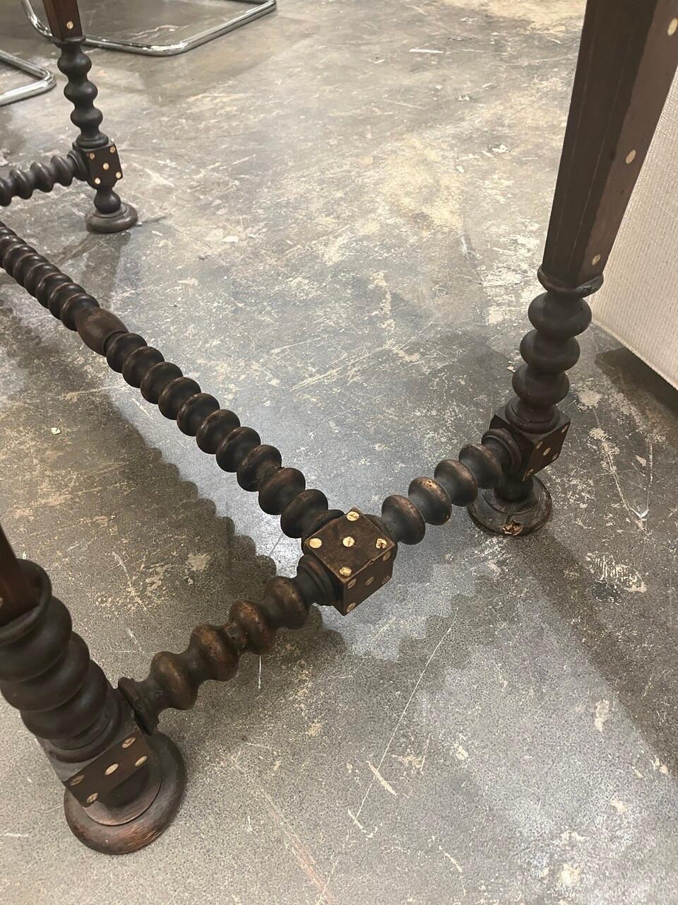 19th Century Bone Inlaid Barley Twist Table In Good Condition For Sale In Houston, TX