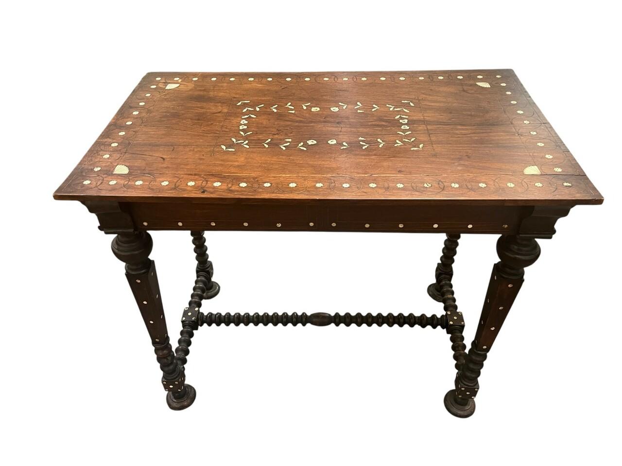 19th Century Bone Inlaid Barley Twist Table For Sale 2