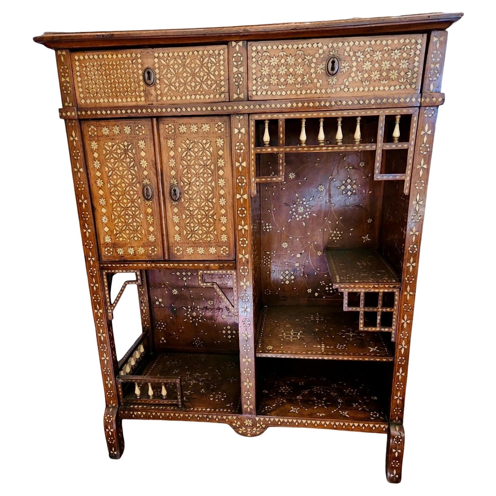19th Century Bone Inlaid Moroccan Cabinet For Sale