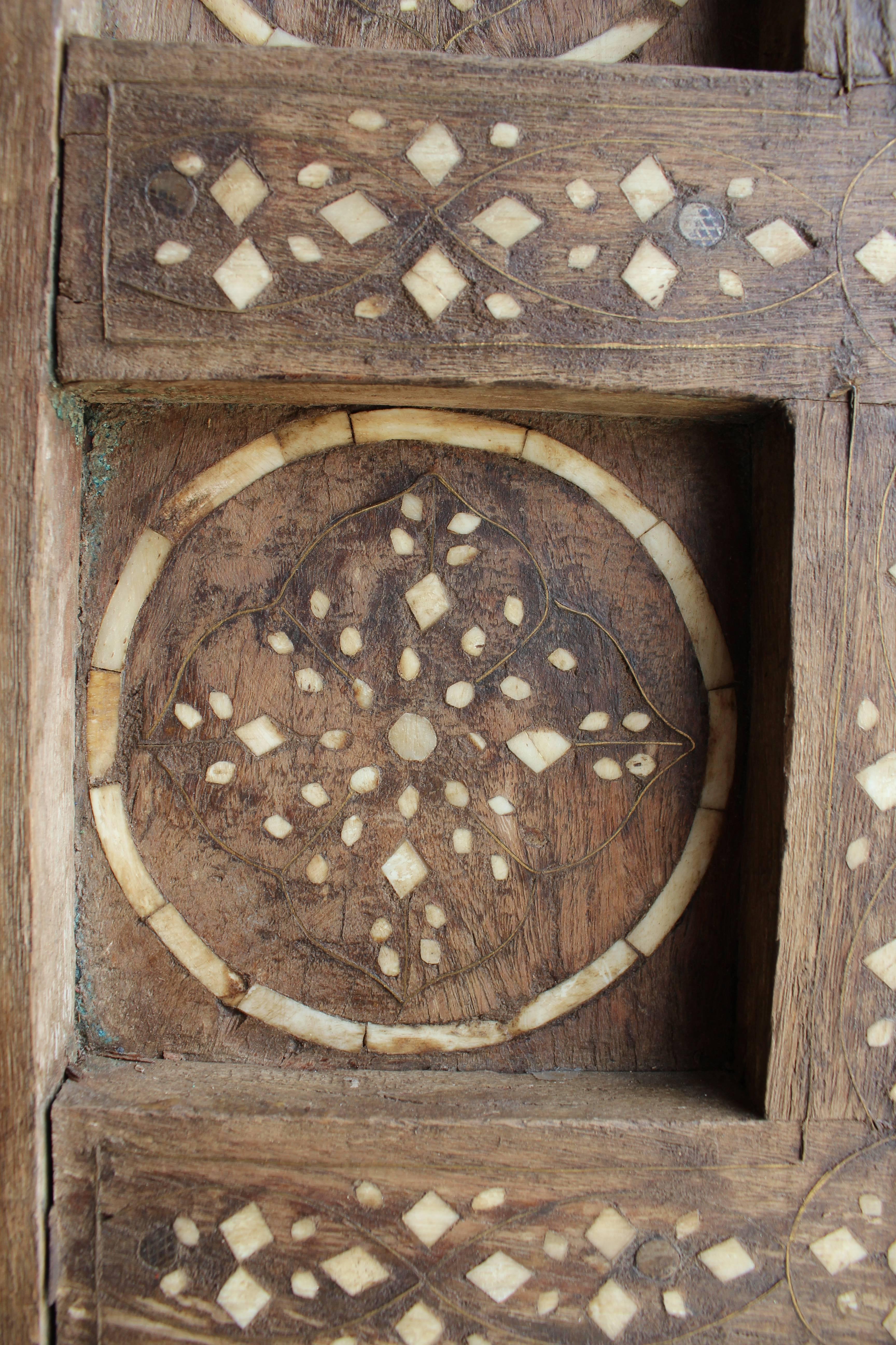 19th Century Bone Inlayed Wooden Double Front Door 3
