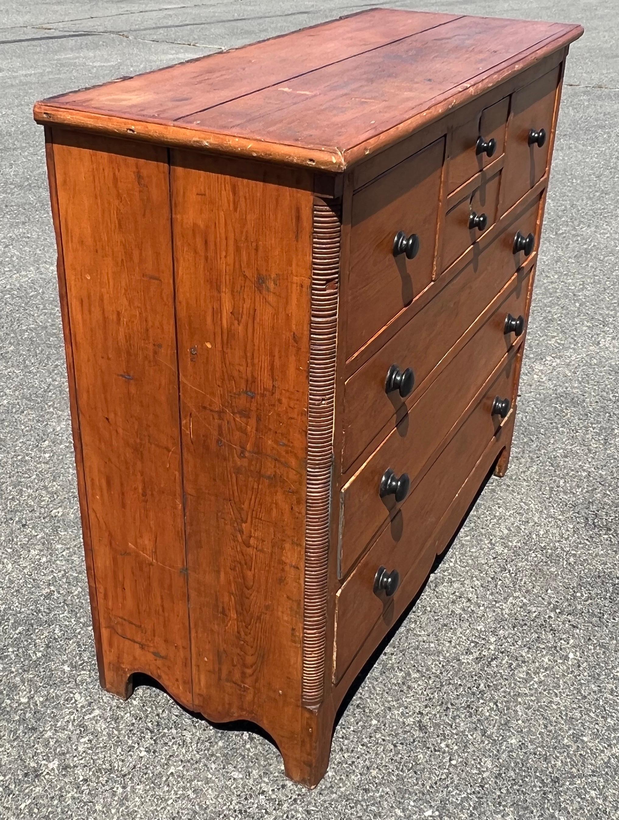 North American 19th Century Bonnet Chest of Drawers