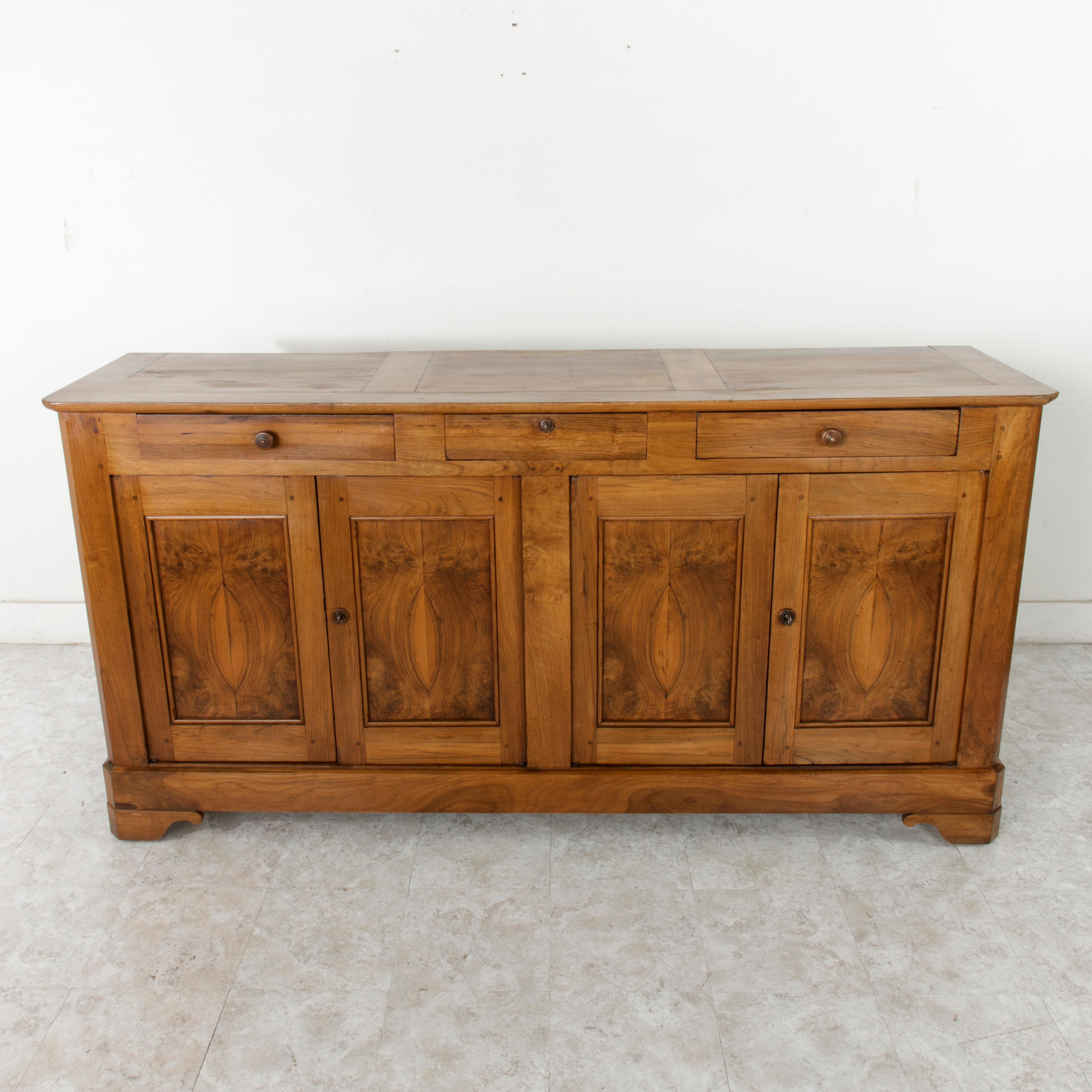 French 19th Century Book Matched Walnut Louis Philippe Enfilade Sideboard