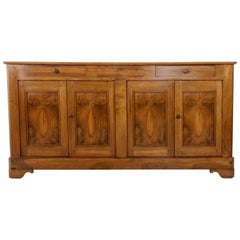 19th Century Book Matched Walnut Louis Philippe Enfilade Sideboard