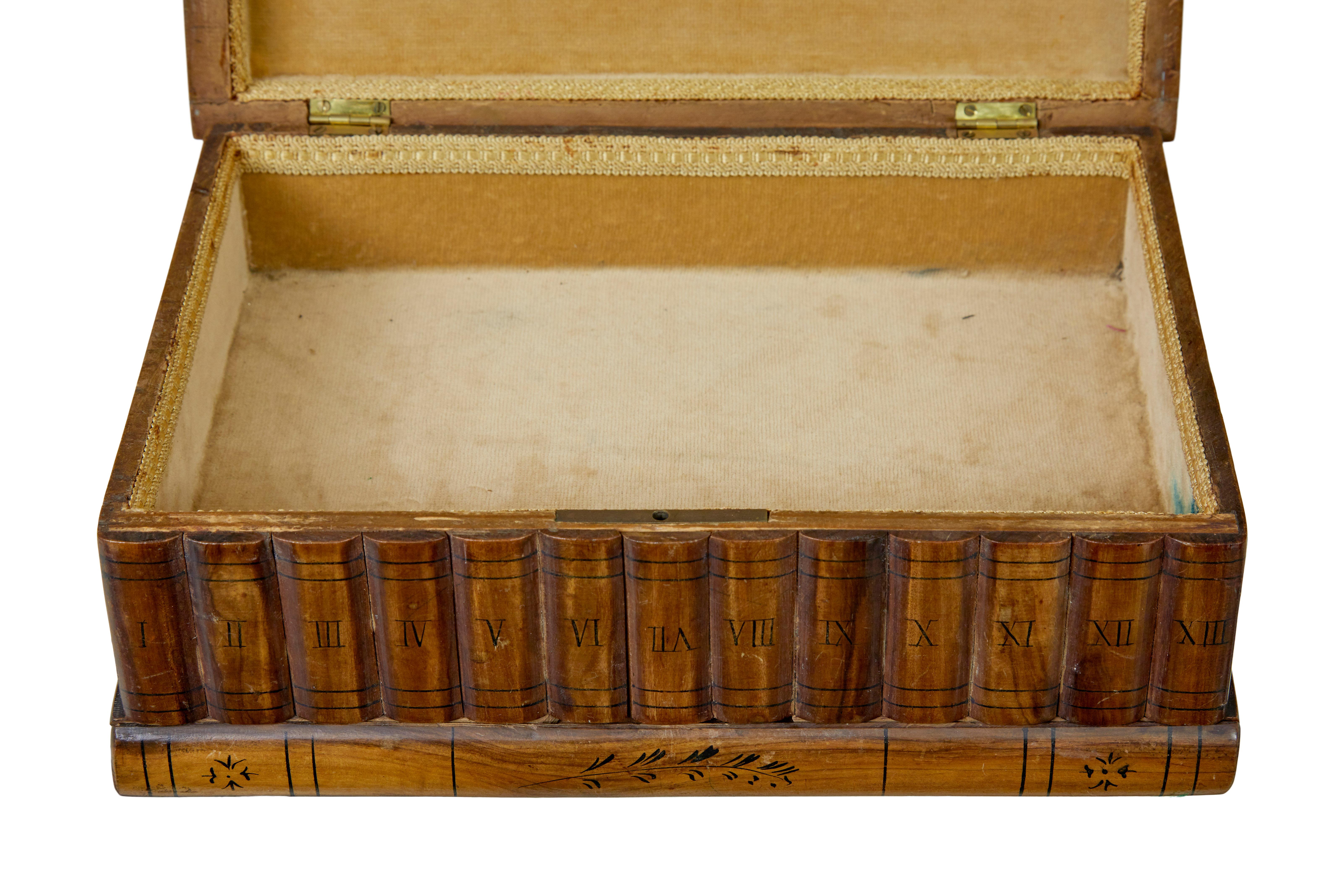 Italian 19th Century book shaped inlaid olive box For Sale
