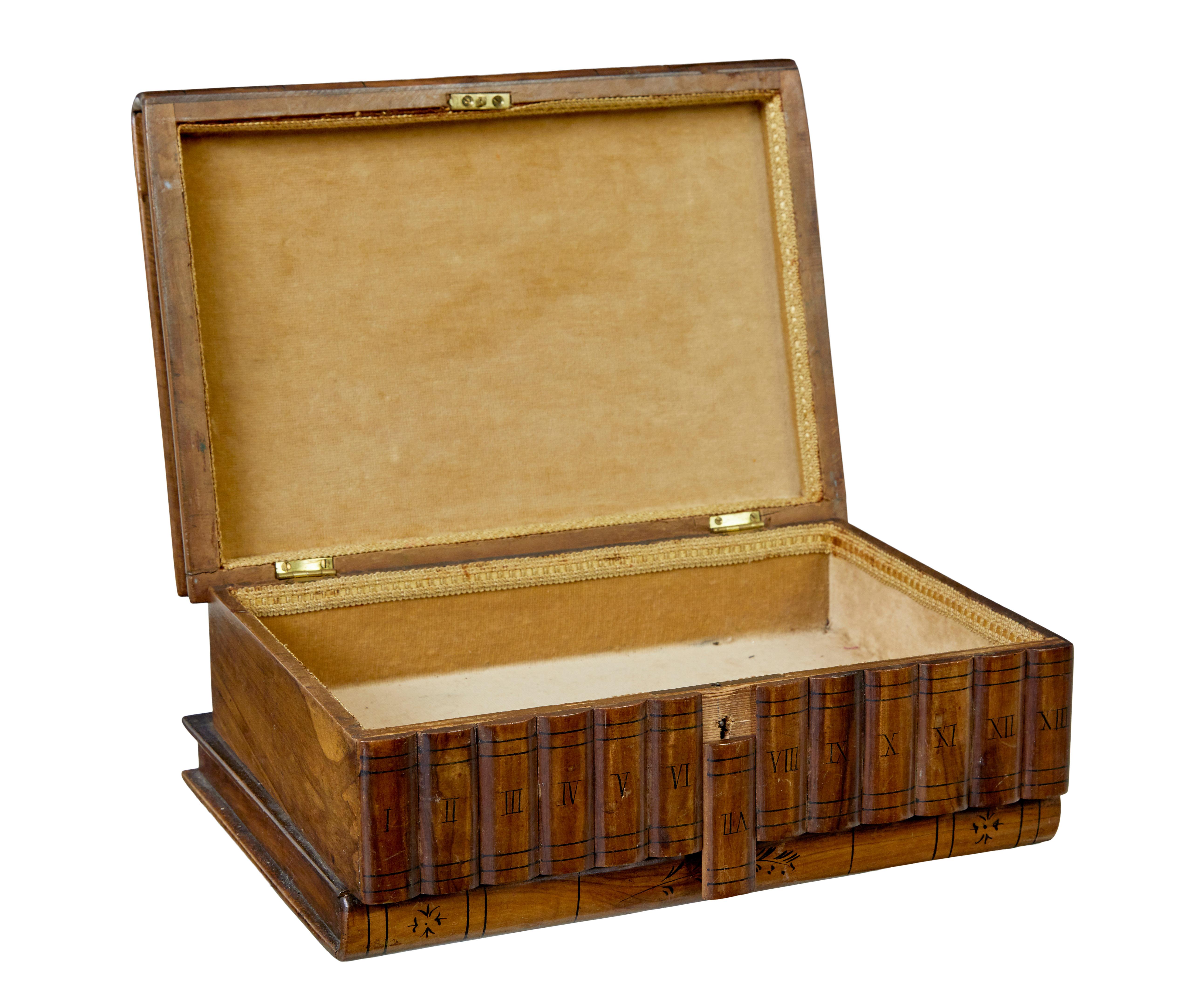 19th Century book shaped inlaid olive box In Good Condition For Sale In Debenham, Suffolk