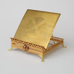 19th century book stand in gilded bronze and enamelled cross (Italy)