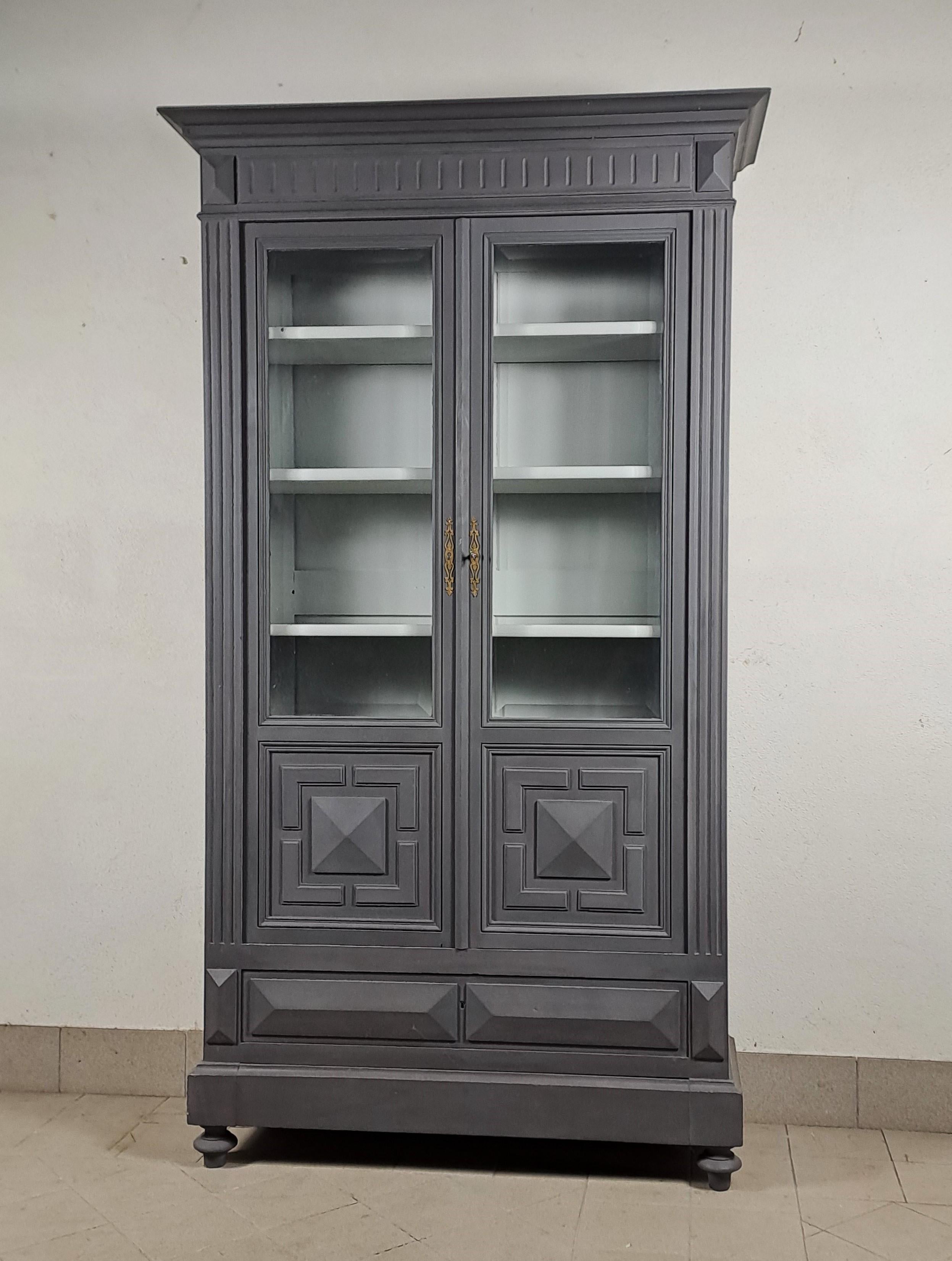 Napoleone III Libreria del XIX secolo in Wood laccato grigio in vendita