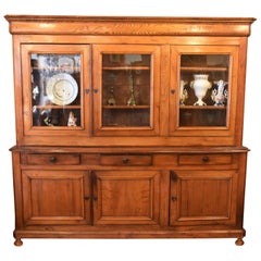 Antique 19th Century, Bookcase in Hazel Oak with Blown Glasses, Italy, 1800s