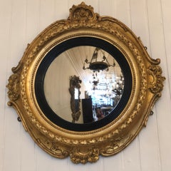 19th Century Boston Gilt Convex Mirror Labeled William Balch