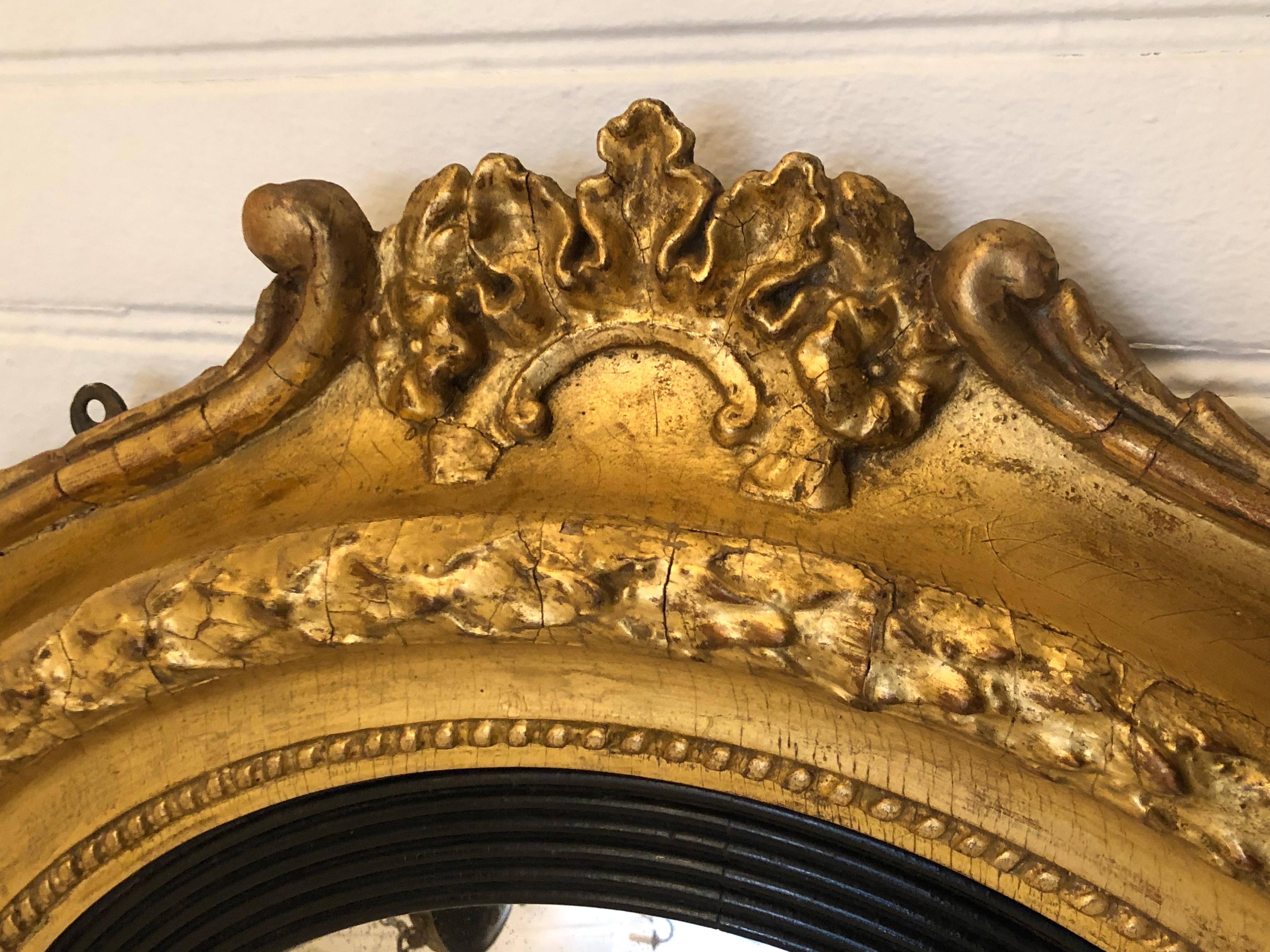 Vergoldeter konvexer Bostoner Spiegel des 19. Jahrhunderts mit dem Etikett William Balch im Zustand „Gut“ in Charleston, SC