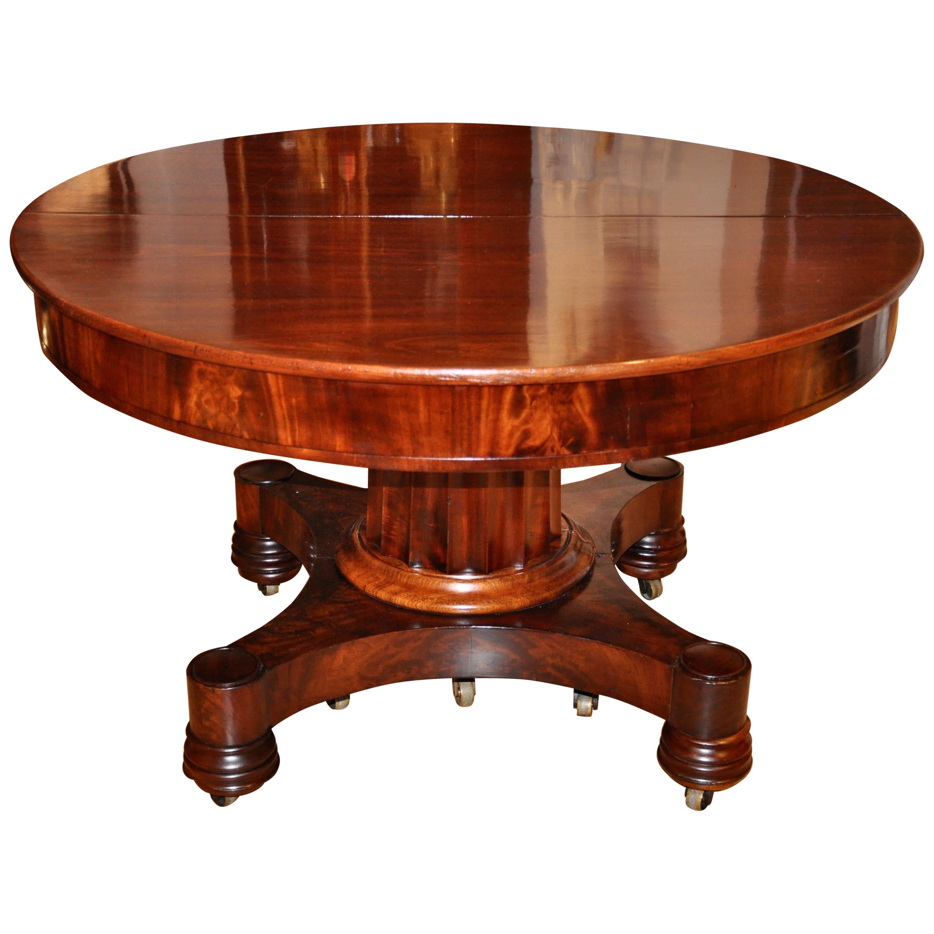 19th Century Boston Late Federal Round Expandable Dining Table by Briggs