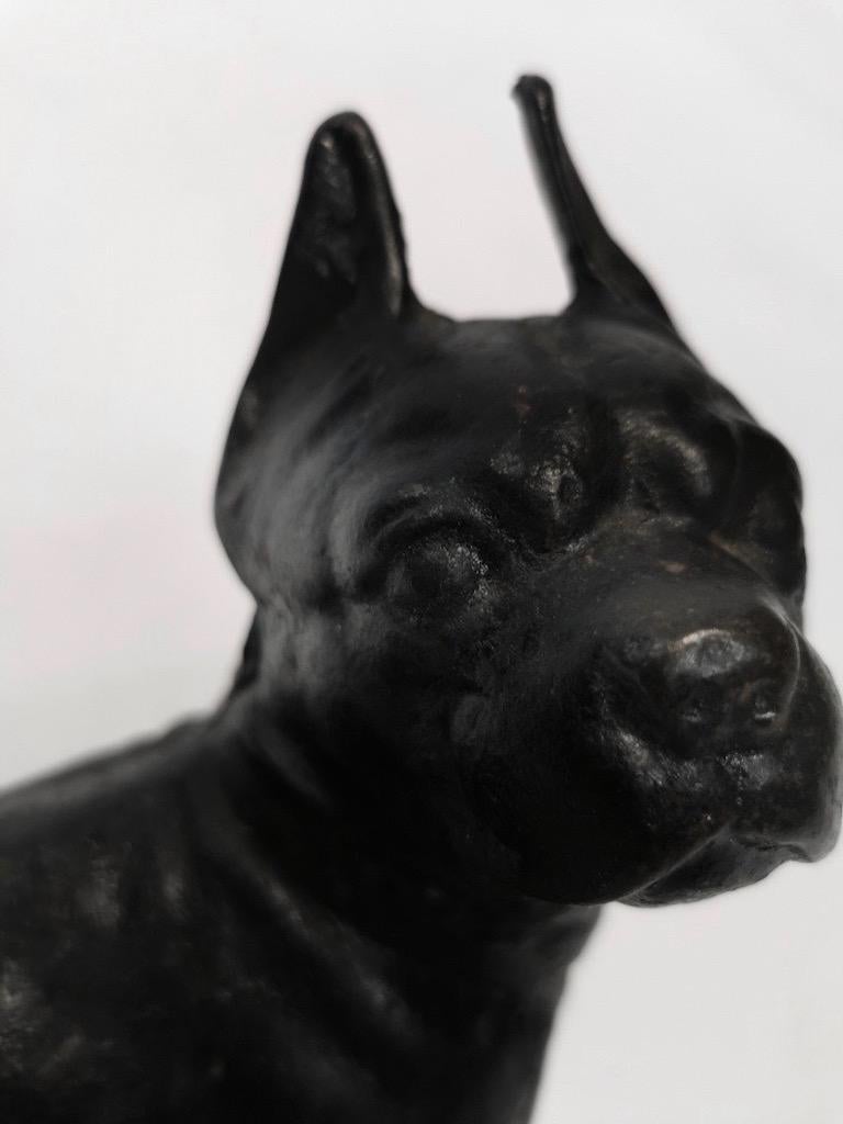 Fer Stop de porte Boston Terrier peint en noir, Hubley, XIXe siècle en vente