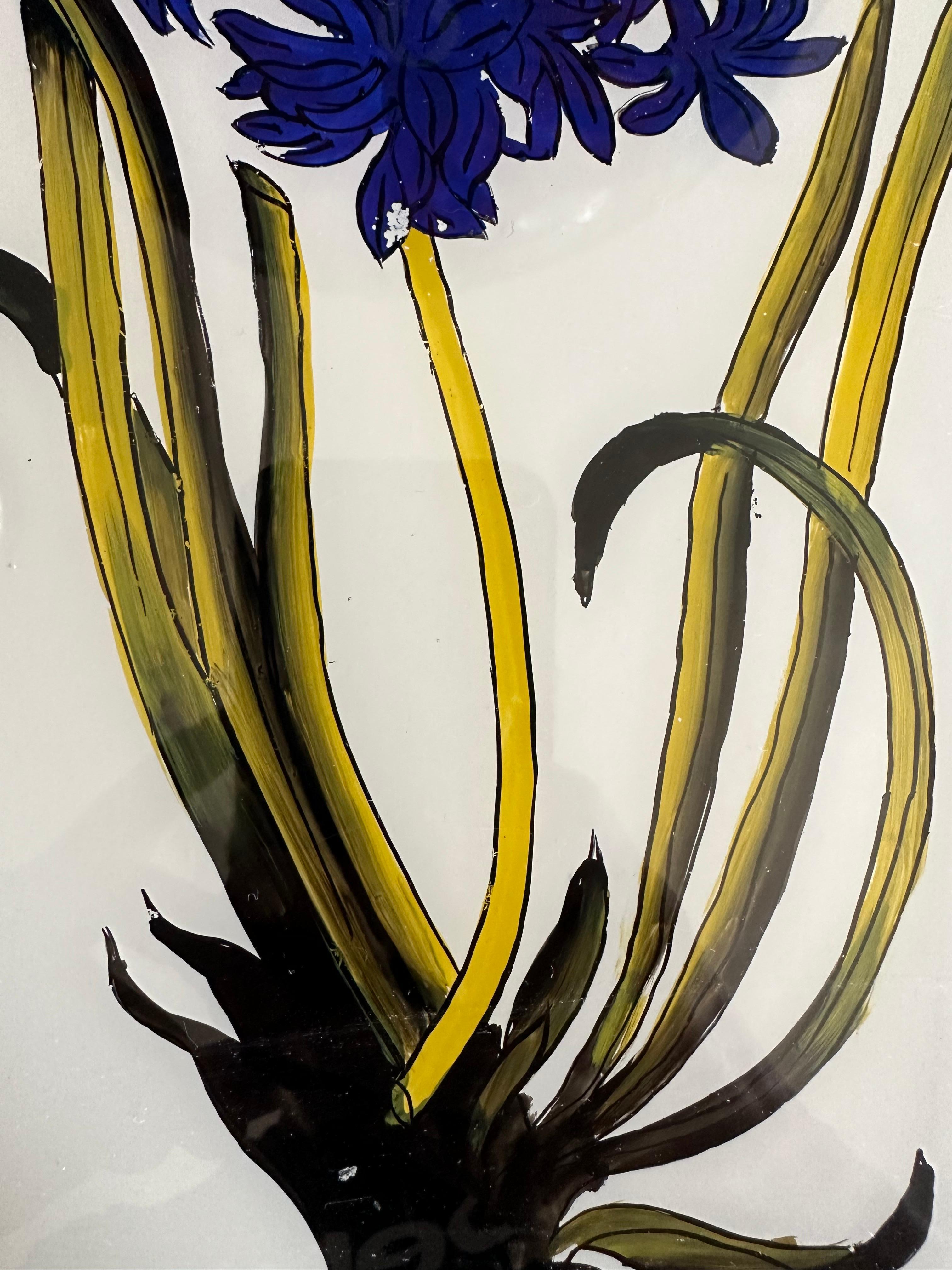 Glass 19th-Century Botanical Artwork: Exquisite Flower Painting For Sale