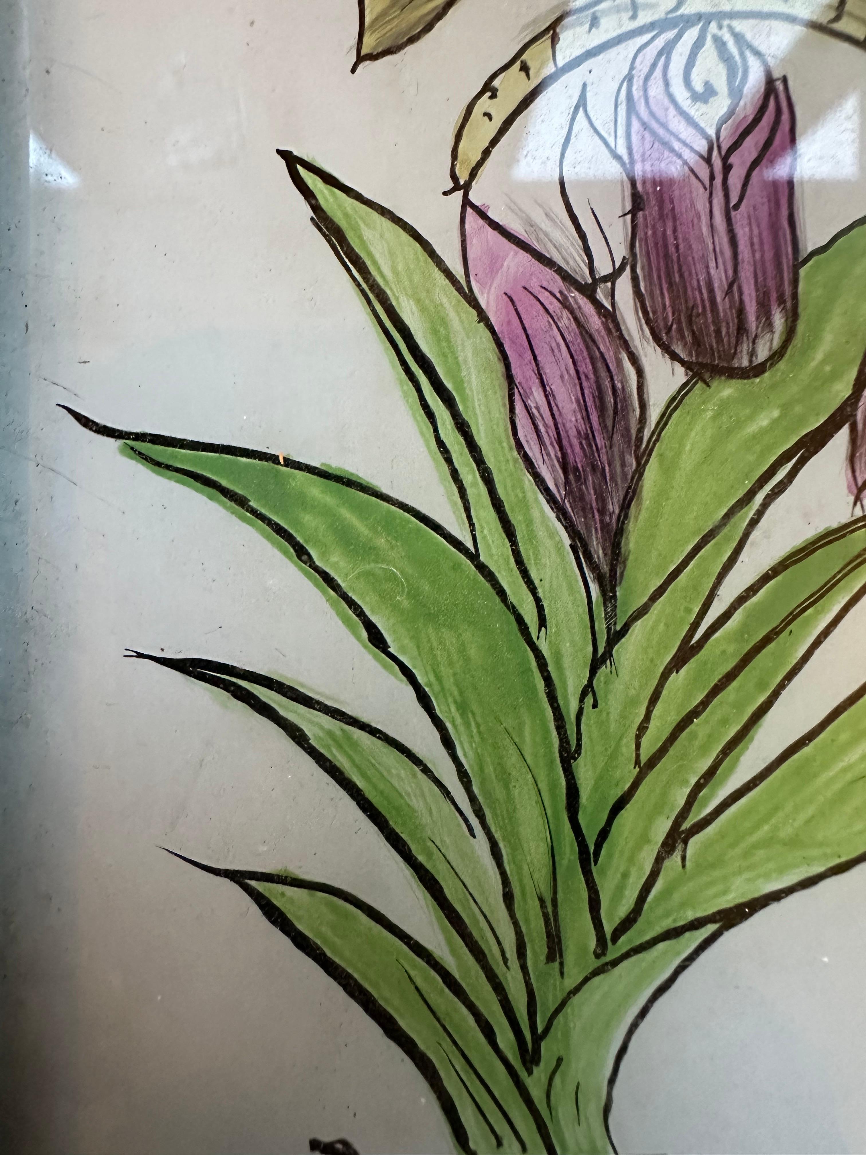 Hand-Painted 19th-Century Botanical Study: Exquisite Flower Painting For Sale