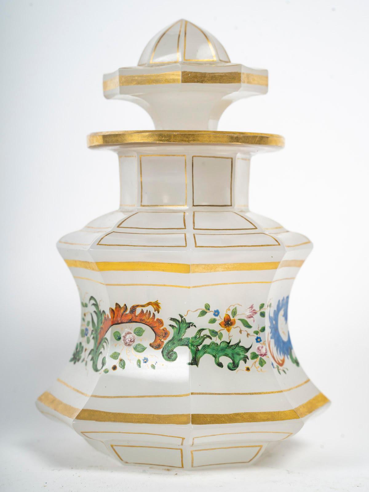 French 19th Century Bottle, Napoleon III Period, in white Enamelled Opaline. For Sale