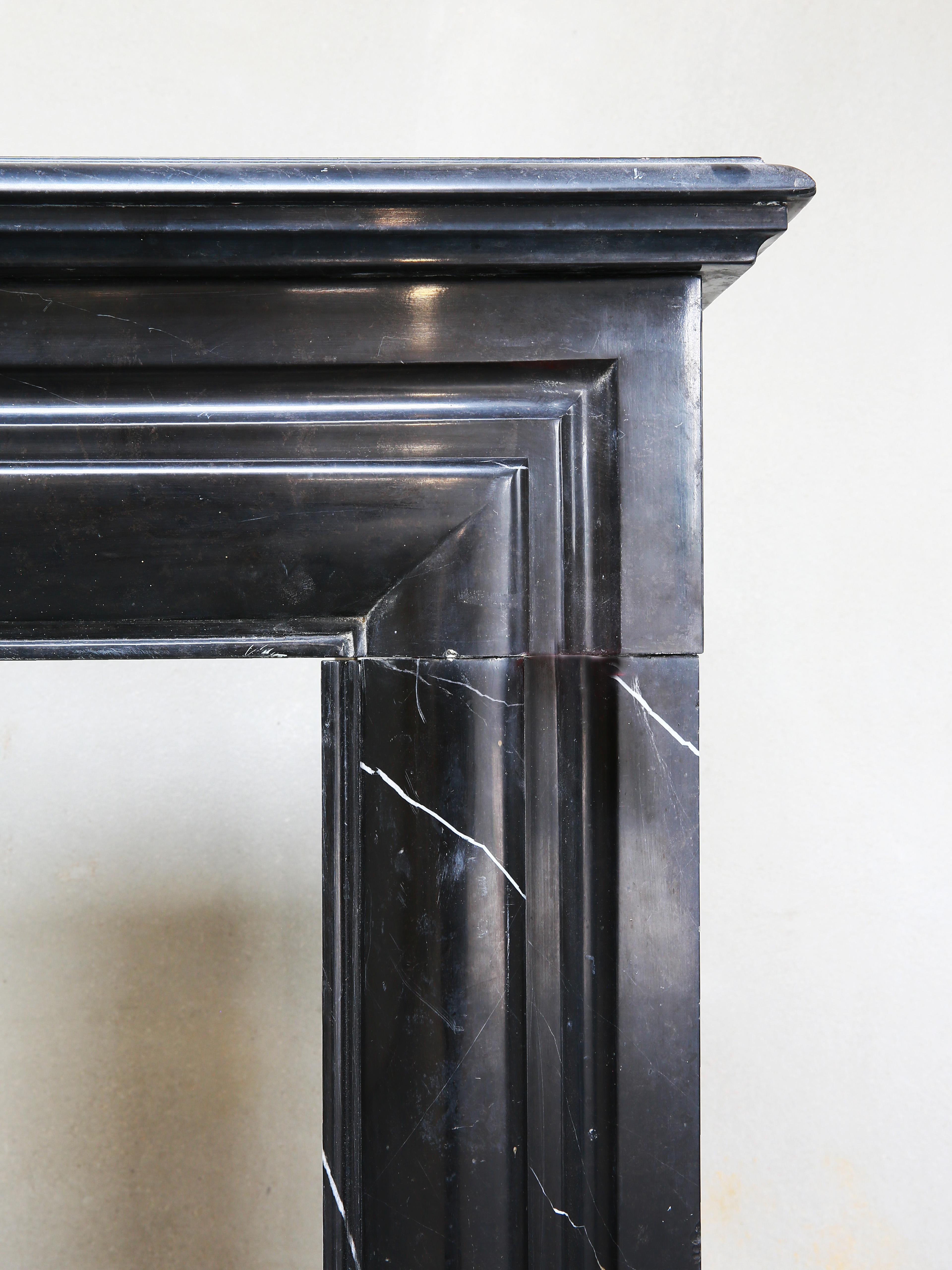 19th Century, Boudain Style, Antique Nero Marquita Marble Fireplace 5