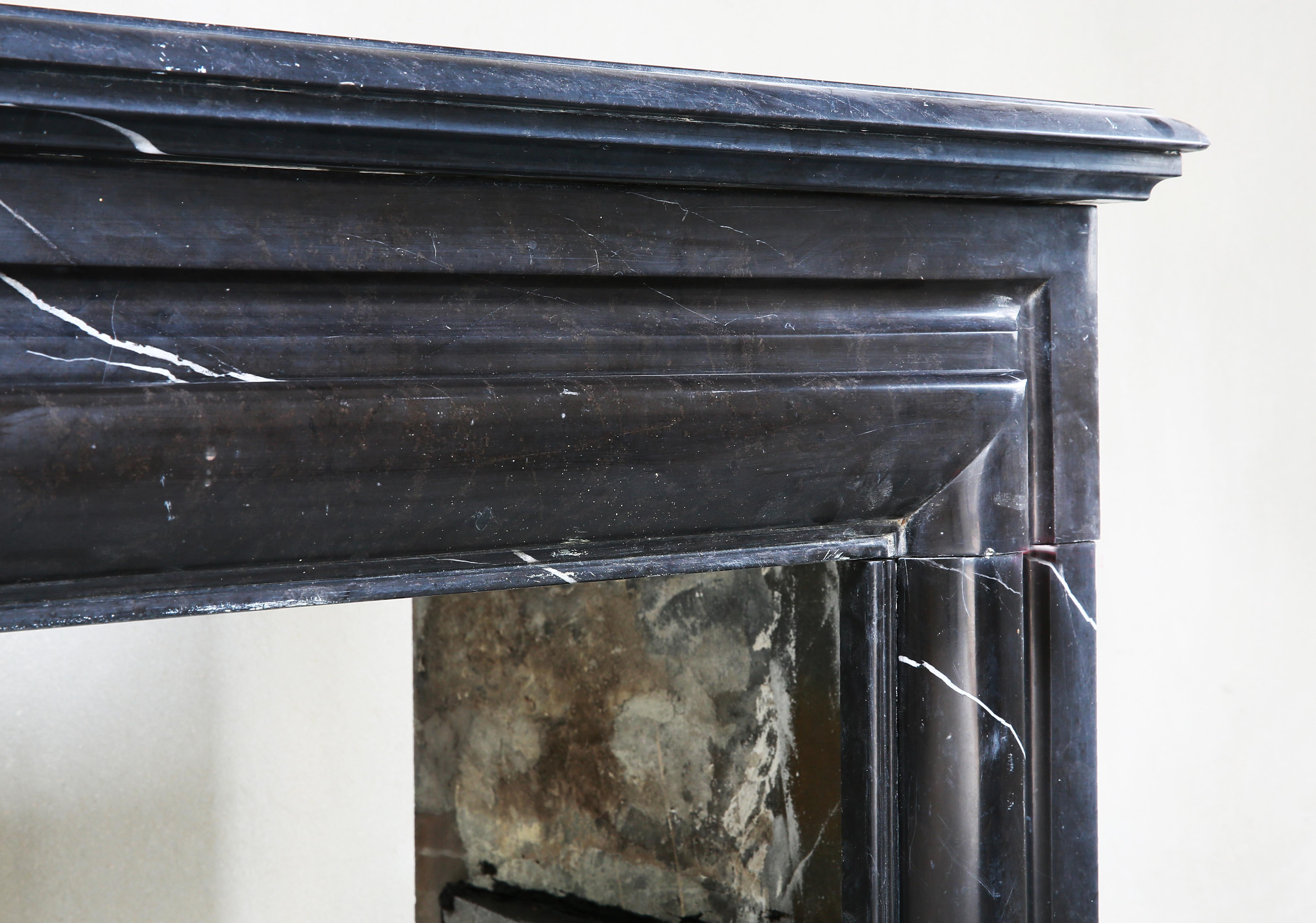 19th Century, Boudain Style, Antique Nero Marquita Marble Fireplace In Good Condition In Made, NL